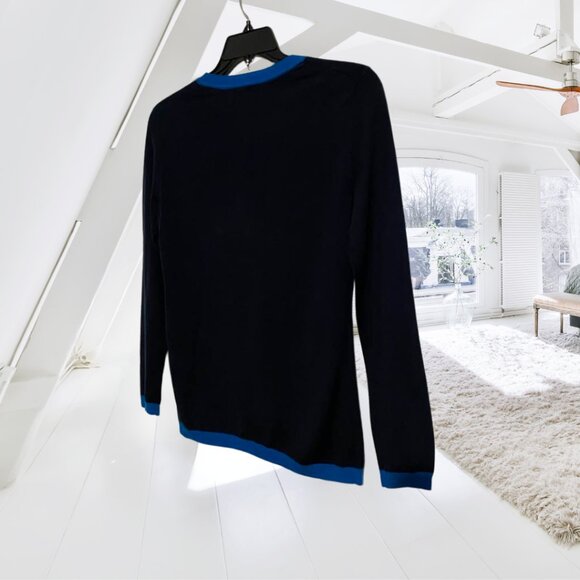 Tommy Hilfiger LOVE Sweater Womens Small Navy Blue Rainbow Graphic Knit Pullover - Picture 4 of 11